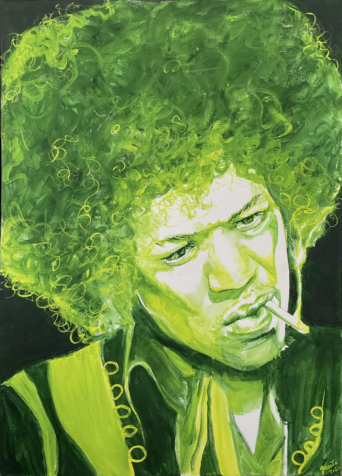 Green Haze — Jimmy Hendrix — gwasz na płótnie