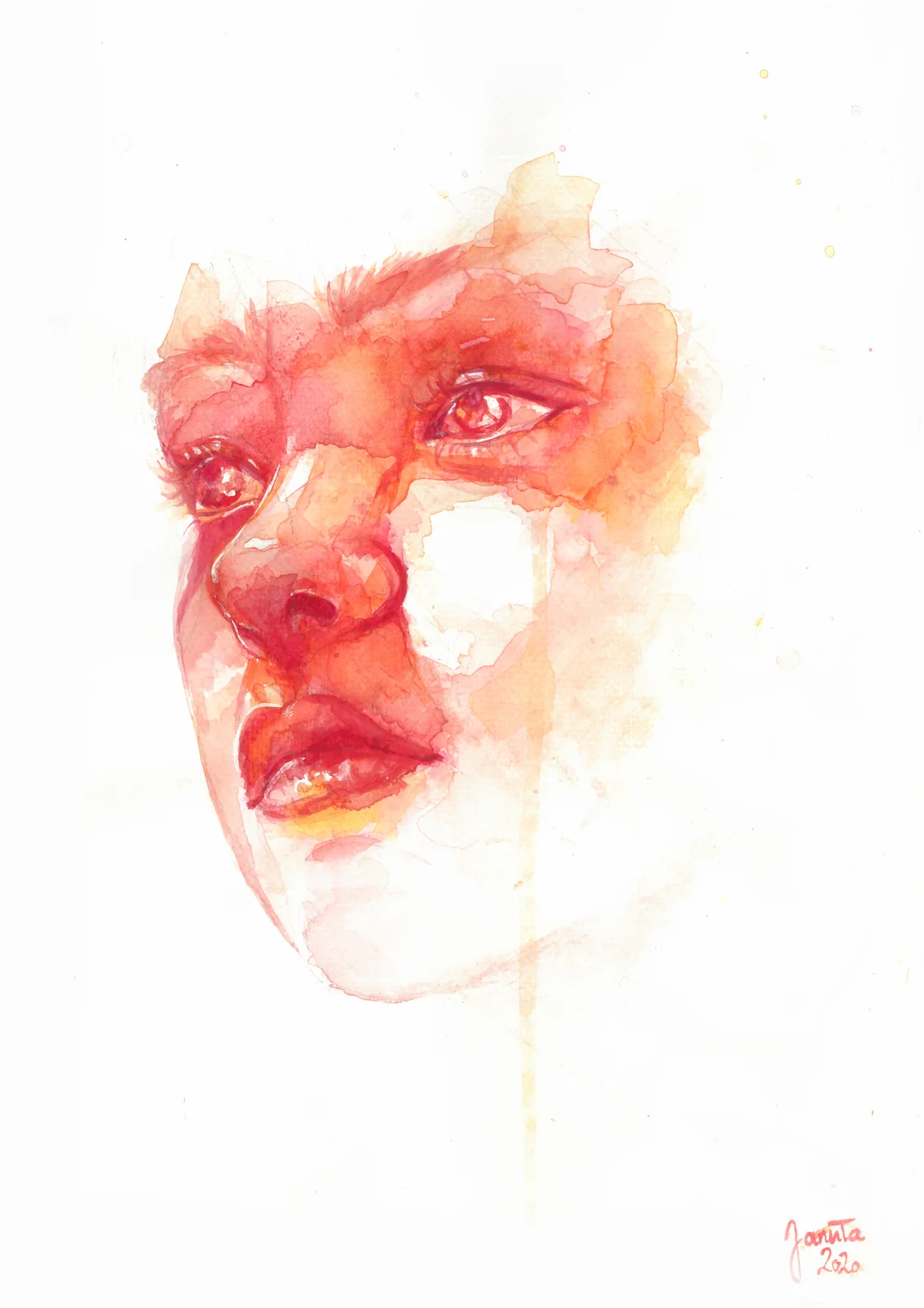 Orange Portrait — akwarela na papierze