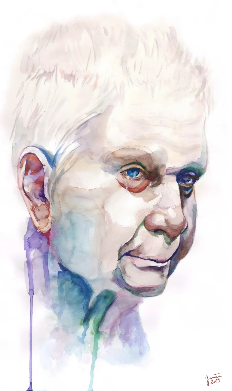 Portret Pradziadka — akwarela na papierze