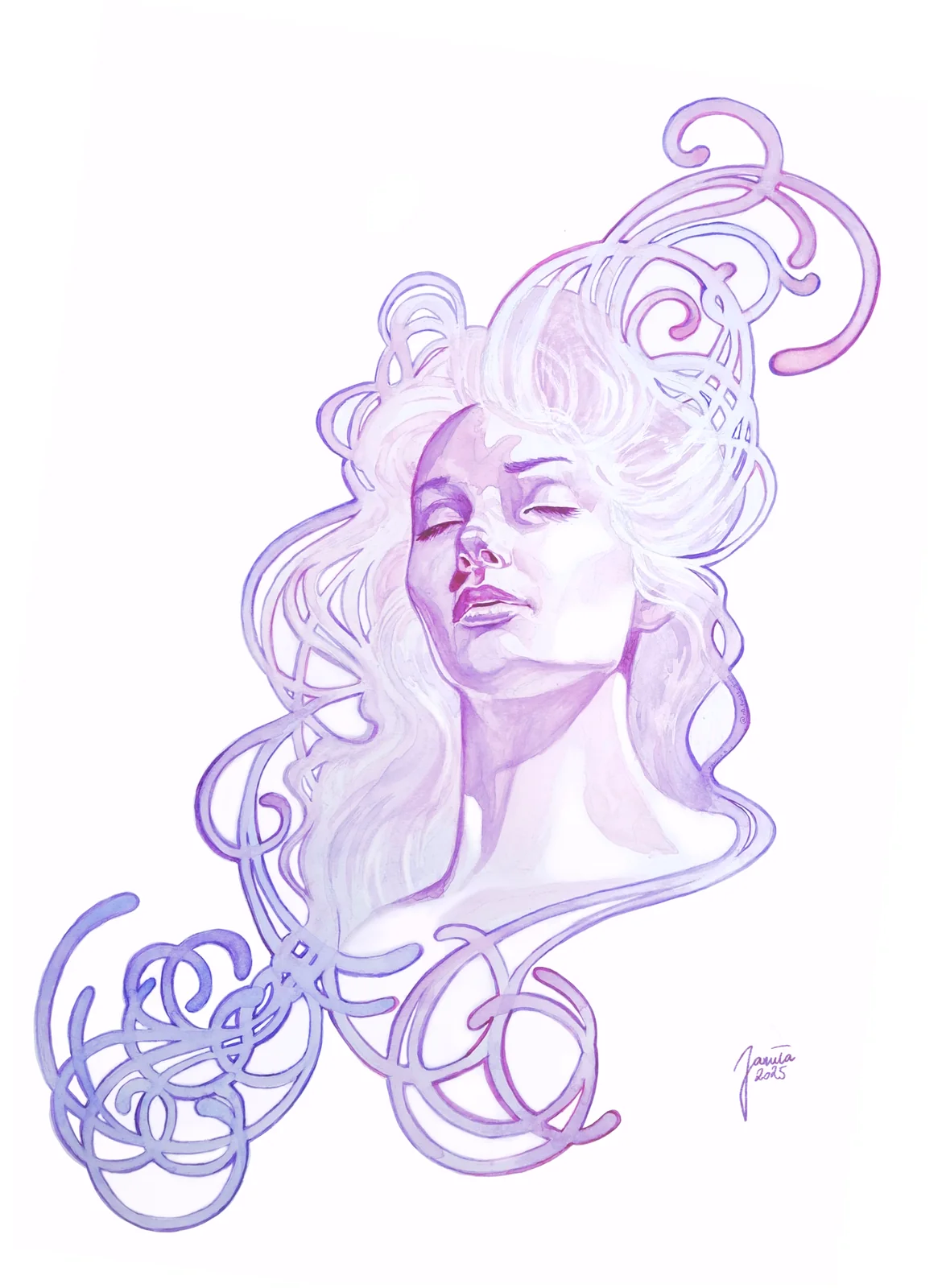 Violet — akwarela na papierze